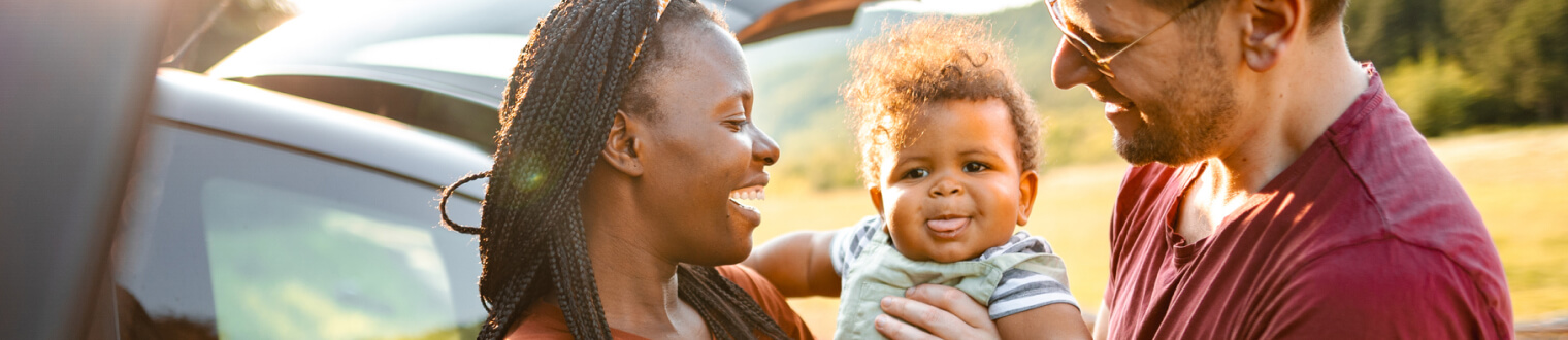 family with car