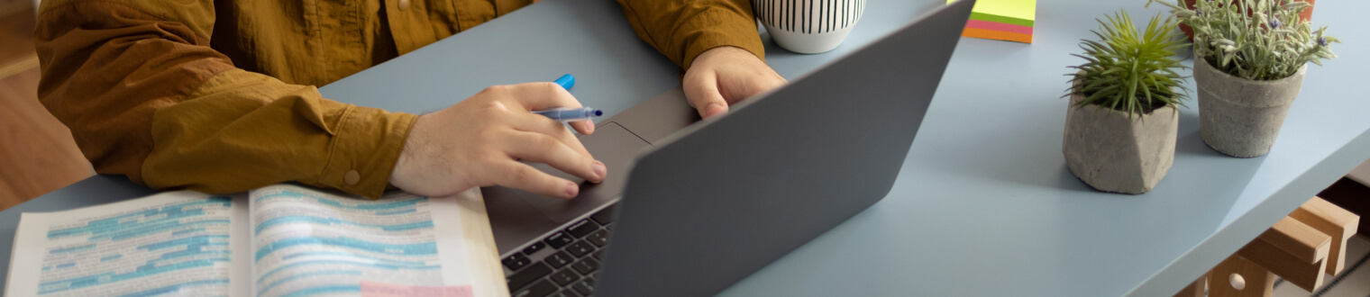 person studying at desk